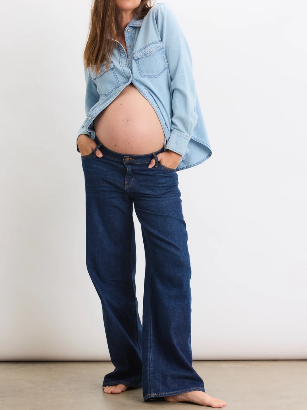 Hatch maternity the relaxed wide leg jean 28 dark wash